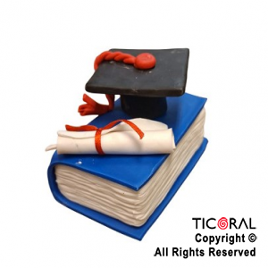 ADORNO SOMBRERO EGRESADO CON DIPLOMA Y LIBRO PORCELANA FRIA x 1